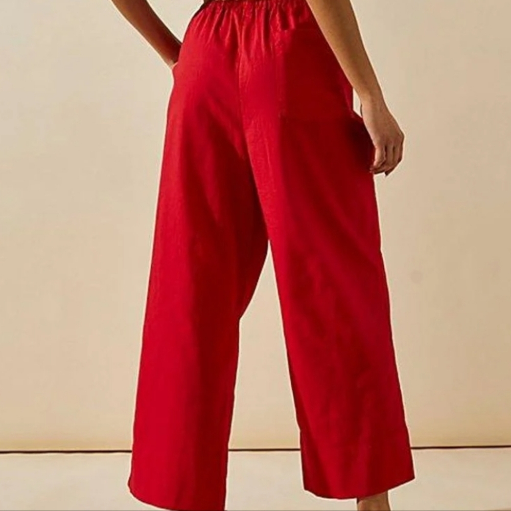 Free People Cotton Linen Wide Leg Drawstring pants in Size XS
